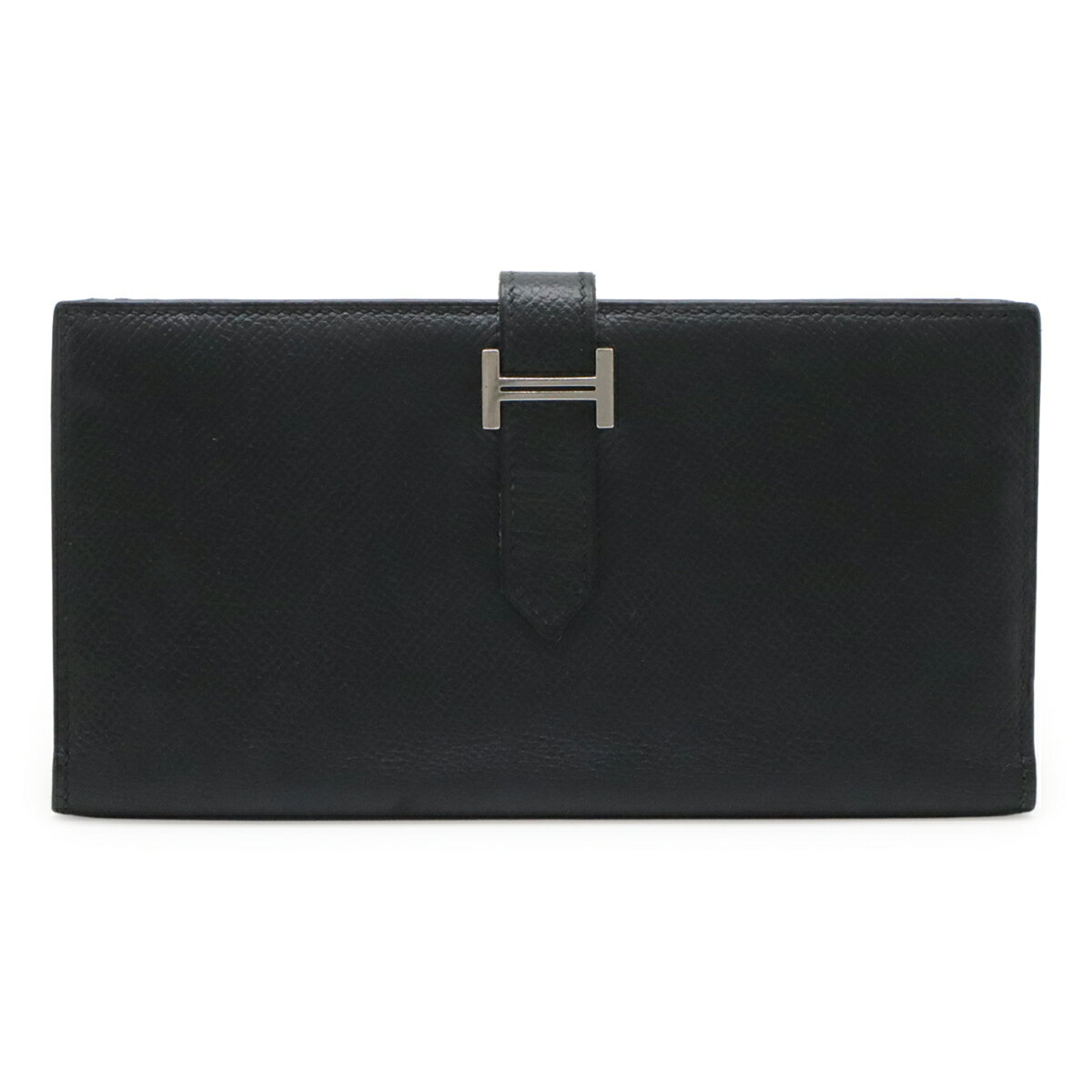 乐天商城 - HERMES エルメス ベアンスフレ 2つ折長財布 二つ折り長財布 レザー ノワール 黒 ブラック シルバー金具 □J刻印 【中古】