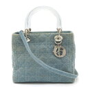 Christian Dior クリスチャン ディオール レディディオール カナージュ ハンドバッグ 2WAY ショルダーバッグ デニム ライトブルー クリア 【中古】(4)
