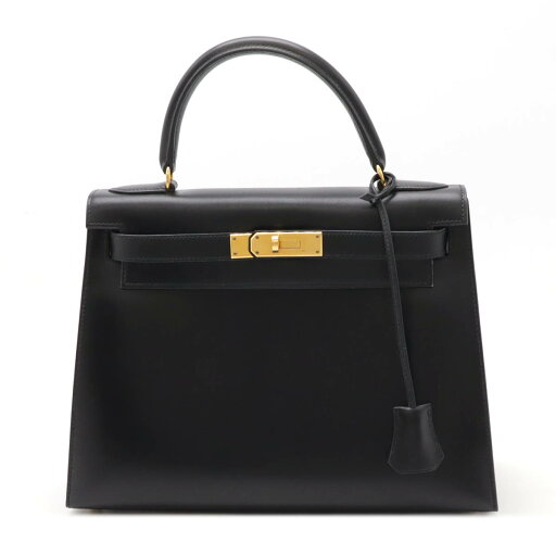 HERMES エルメス ケリー28 ハンドバッグ フラップバッグ ボックスカーフ BOXカーフ ブラック 黒 ゴールド金具 ○Z刻印 【中古】 HERMES エルメス ケリー28 ハンドバッグ フラップバッグ ボックスカーフ BOXカーフ ブラック 黒 ゴールド金具 ○Z刻印 【中古】
