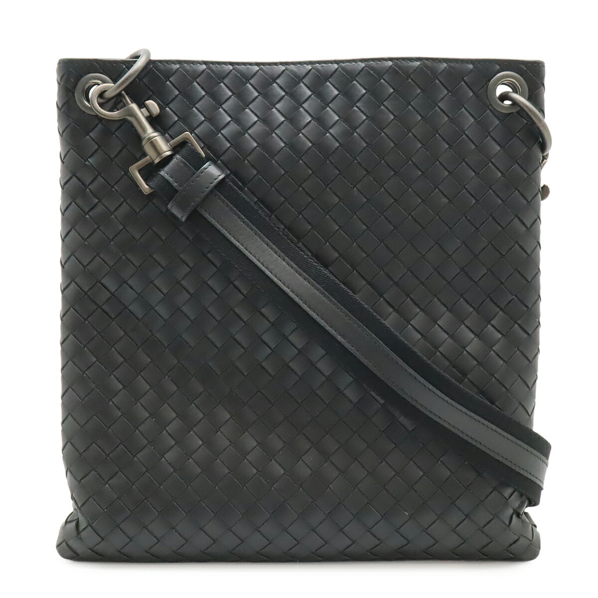 Rakuten - BOTTEGA VENETA ボッテガ ヴェネタ ボッテガベネタ イントレチャート ショルダーバッグ 斜め掛け レザー ブラック 黒 172736 【中古】