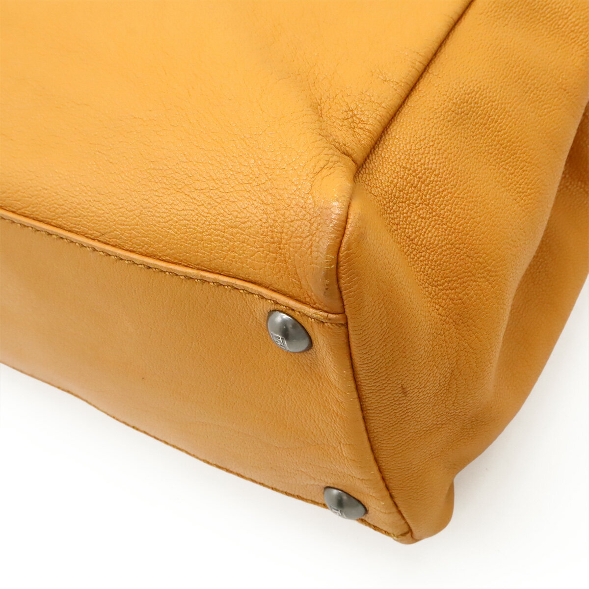 FENDI フェンディ ピーカブー レギュラー ハンドバッグ トートバッグ 2WAY ショルダーバッグ レザー パイソン マスタード系 ゴールド金具 8BN226 【中古】