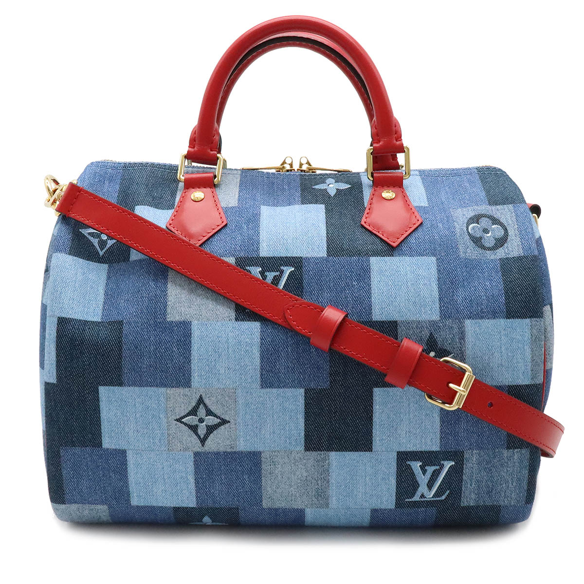 LOUIS VUITTON ルイ ヴィトン モノグラムデニム パッチワーク スピーディ バンドリエール30 ハンドバッグ ミニボストン 2WAYショルダー ブルー M45041 【中古】のサムネイル