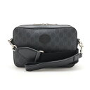 GUCCI グッチ GGスプリーム インターロッキングG クロスボディバッグ ショルダーバッグ 2WAY PVC レザー ダークグレー ブラック 黒 70346...