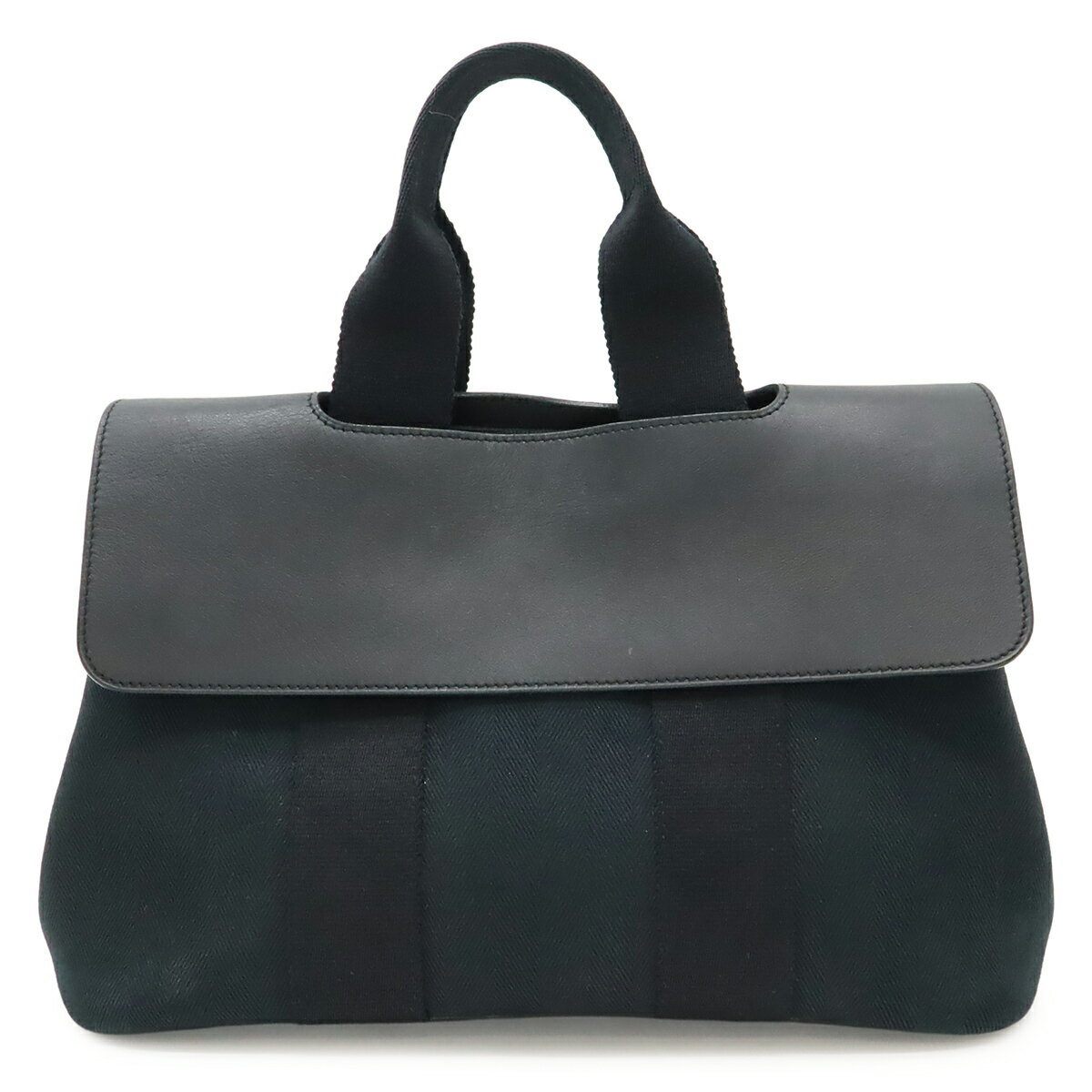 HERMES - HERMES エルメス ヴァルパライソPM バルパライソPM ハンドバッグ トートバッグ トワルシェブロン レザー ブラック 黒 シルバー金具 ポーチ欠品 【中古】