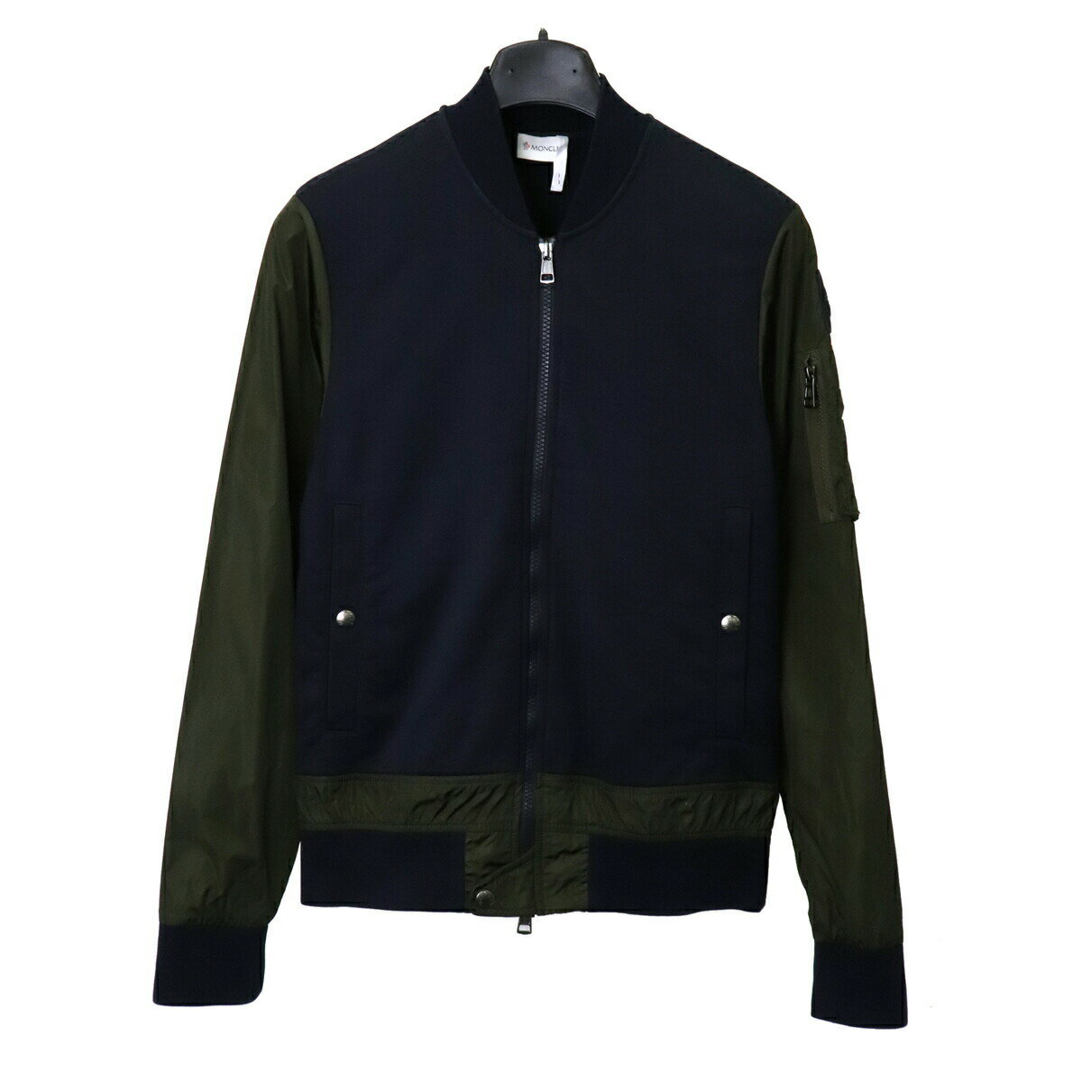 【アパレル】MONCLER モンクレール MAGLIA CARDIGAN マグリア ジャンパー ジャケット ナイロン 綿 ネイビー 紺 カーキ S クリーニング済 【中古】