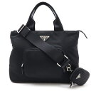 PRADA プラダ トートバッグ ハンドバッグ 2WAY ショルダーバッグ ナイロン レザー NERO 黒 ブラック シルバー金具 1BG354 【中古】