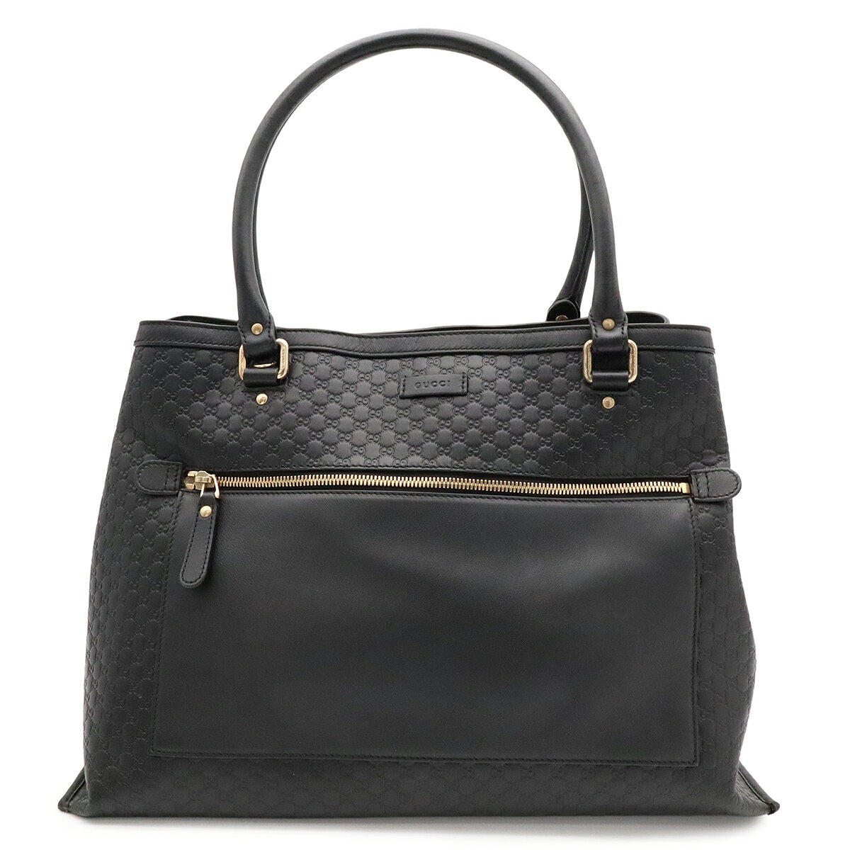 GUCCI グッチ マイクログッチシマ トートバッグ ショルダーバッグ セミショルダー 肩掛け レザー ブラック 黒 ゴールド金具 アウトレット品 510290 【中古】