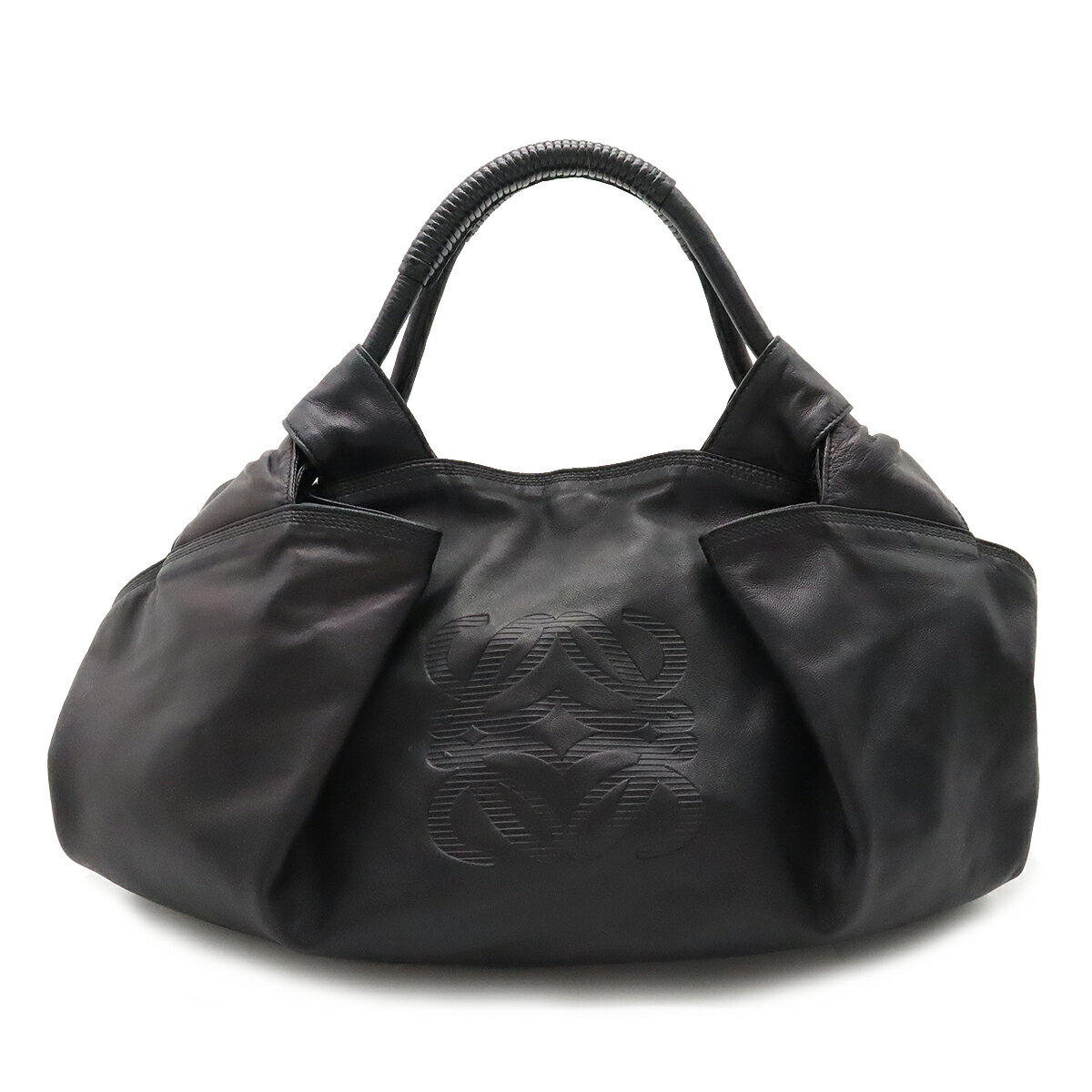 【バッグ】LOEWE ロエベ アナグラム ナッパアイレ ハンドバッグ レザー ブラック 黒 シルバー金具 【中古】