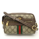 GUCCI グッチ オフィディア GGスプリーム シェリーライン ミニショルダーバッグ ポシェット PVC レザー ベージュ モカブラウン 茶 517350 【...