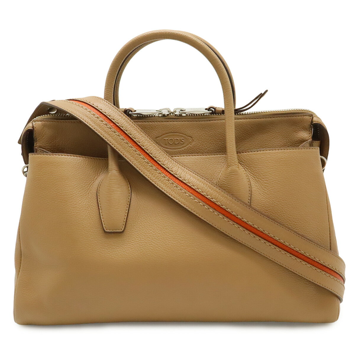 Rakuten - TOD'S トッズ ロゴ トートバッグ ハンドバッグ 2WAY ショルダーバッグ 肩掛け レザーベージュ シルバー金具 【中古】