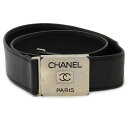 CHANEL シャネル ココマーク ベルト レザー ブラック 黒 シルバー金具 #70 【中古】