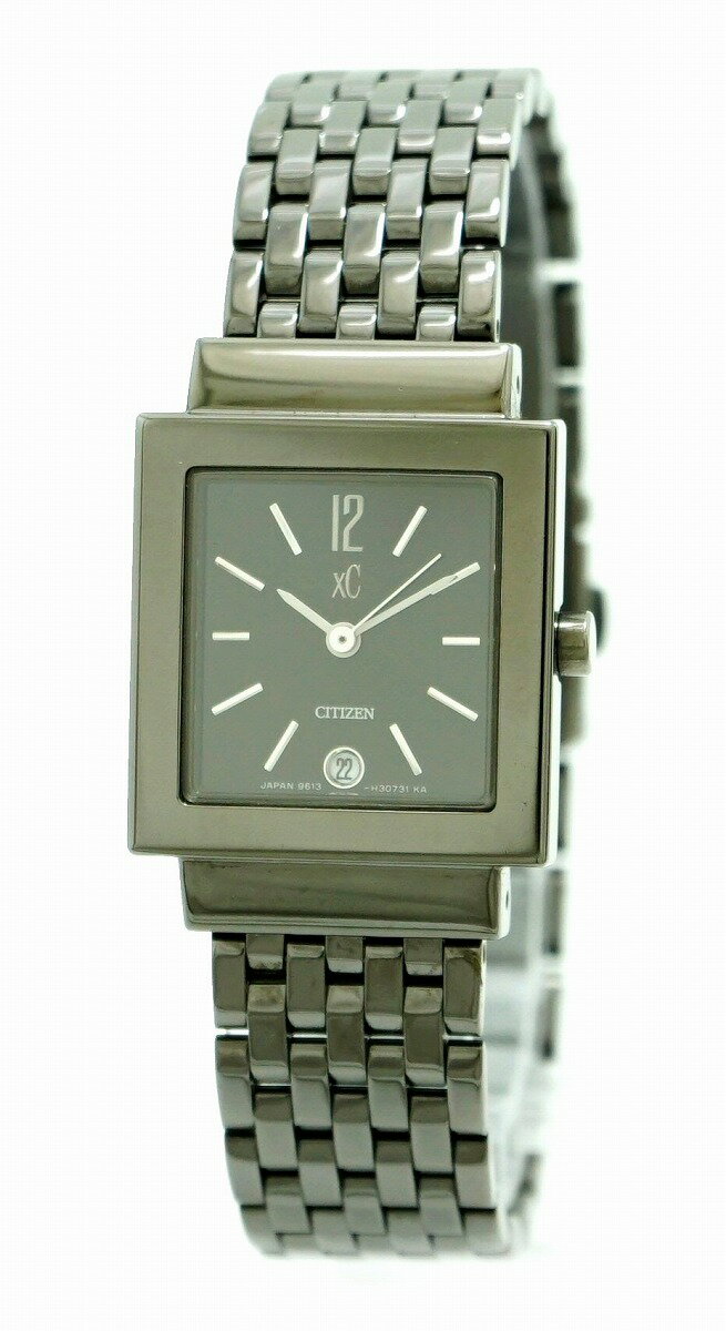 【ウォッチ】CITIZEN シチズン XC クロスシー デイト ブラック文字盤 オールブラック スクエア SS レディース 腕時計 96B-H18229 【中古】【k】【Blumin/森田質店】【質屋出店】