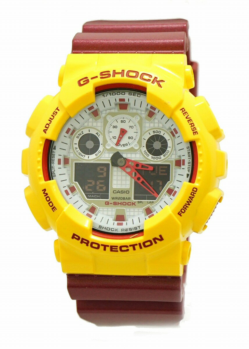 【ウォッチ】CASIO カシオ G-SHOCK クレイジーカラー ワールドタイム アナデジ イエロー メンズ 腕時計 GA-100CS 【中古】【u】【Blumin/森田質店】【質屋出店】