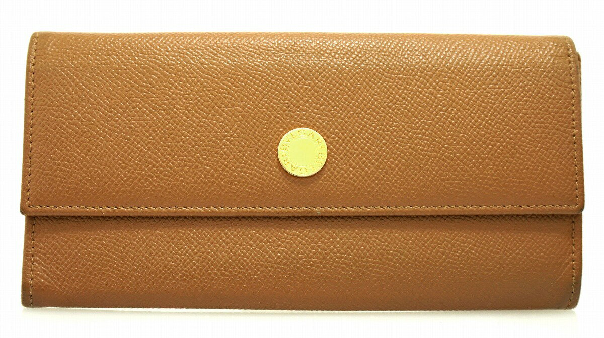 【財布】BVLGARI ブルガリ ブルガリブルガリ グレインレザー 2つ折長財布 レザー 茶 ブラウン ゴールド金具 20910 【中古】【k】