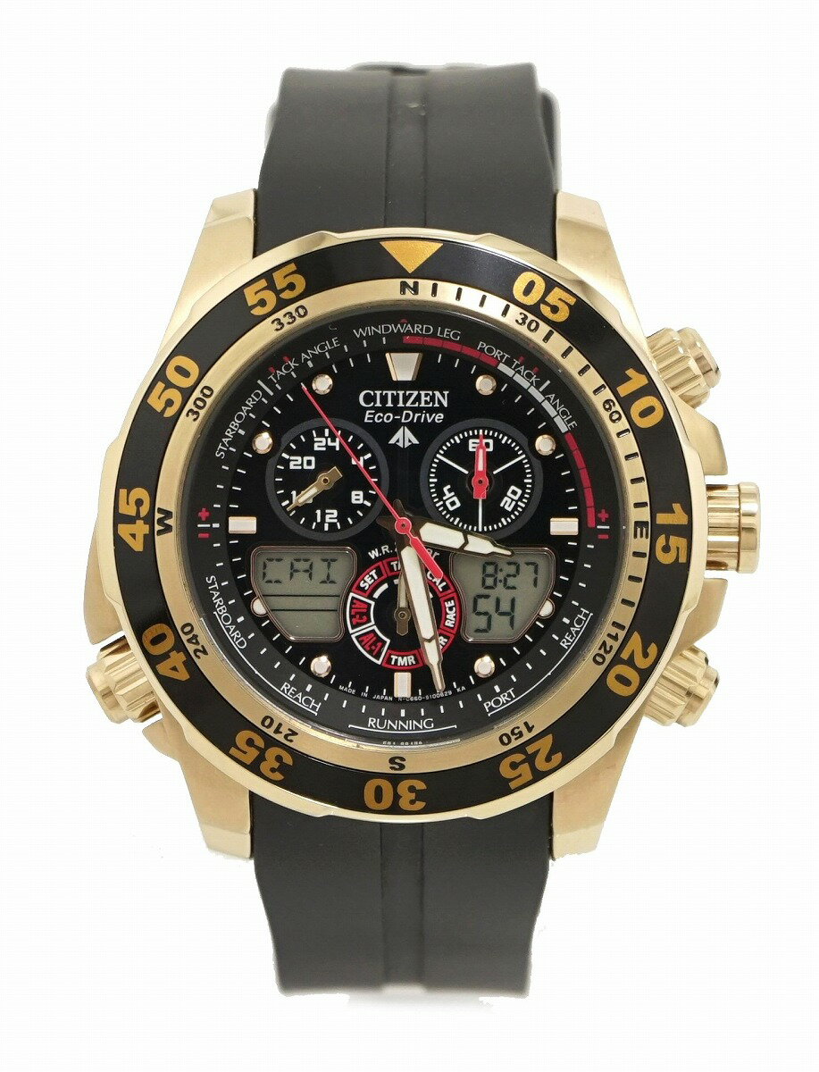 【ウォッチ】CITIZEN シチズン PROMASTER プロマスター エコドライブ クロノグラフ 回転ベゼル GP ラバーベルト メンズ 腕時計 C660-S067634 JR4046-03E 【中古】【u】【Blumin/森田質店】【質屋出店】