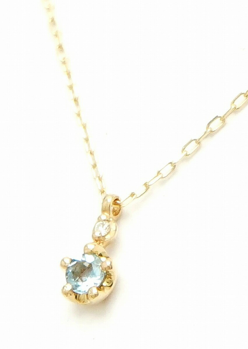 【ジュエリー】【新品仕上げ済】STAR JEWELRY スタージュエリー アクアマリン ダイヤ ペンダント ネックレス K10YG イエローゴールド 【中古】【k】【Blumin/森田質店】【質屋出店】