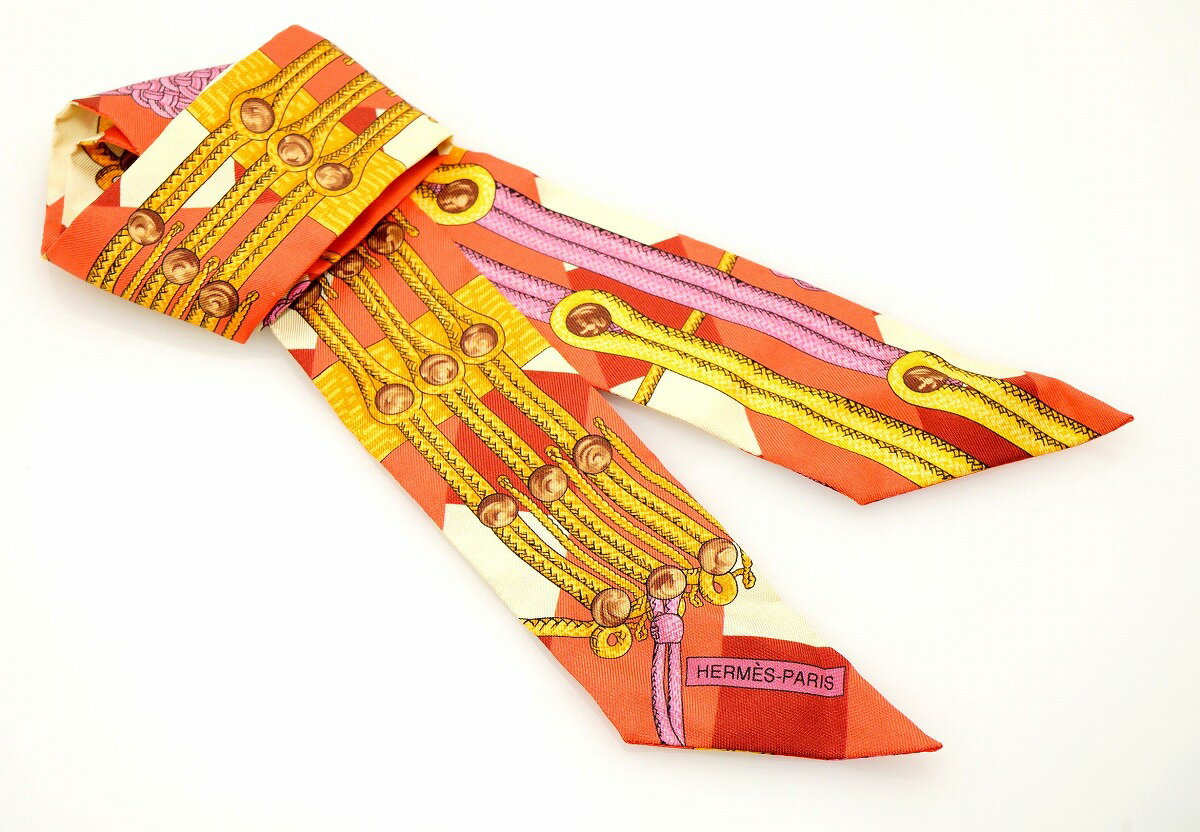 【新品未使用品】【アパレル】HERMES エルメス トゥイリー ツイリー スカーフ ブランデンブルグ飾り BRANDE BOURGS バッグスカーフ バッグアクセサリー シルク100% マルチカラー【k】