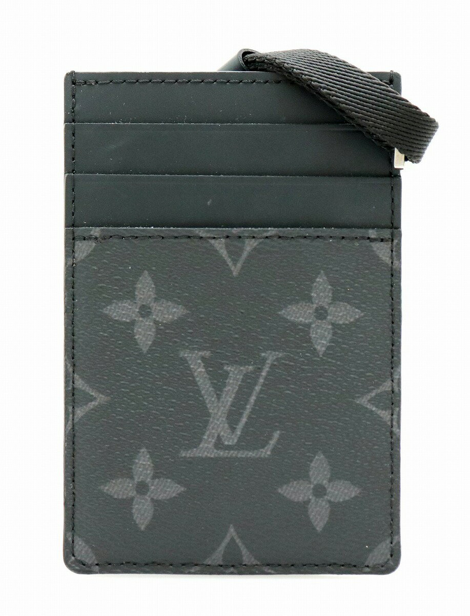 LOUIS VUITTON ルイ ヴィトン モノグラム エクリプス カードフォルダー パスケース 定期入れ カードケース シルバー金具 M61690 【中古】【k】