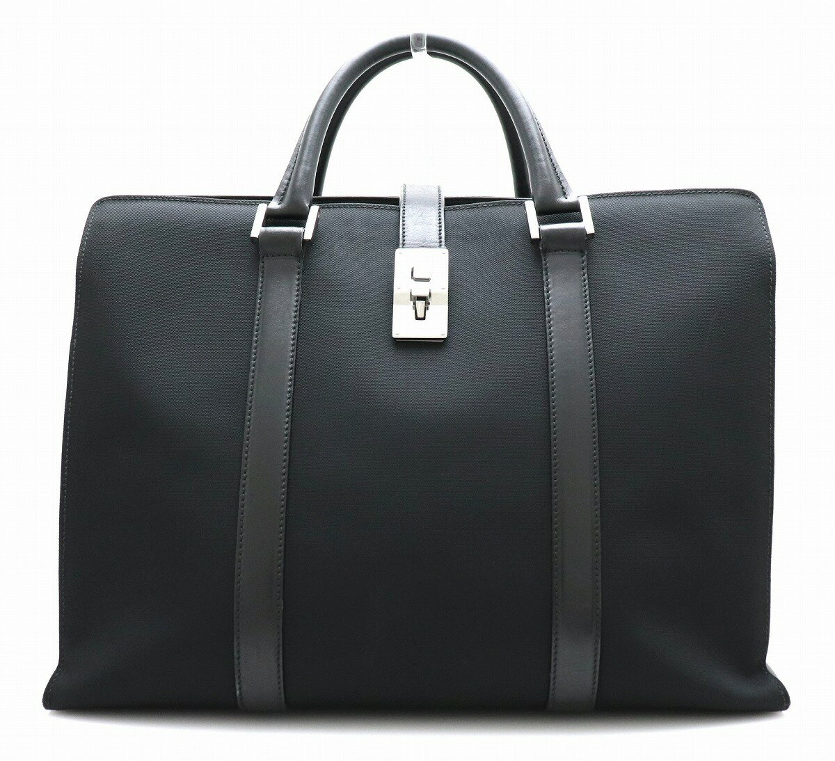 【バッグ】GUCCI グッチ ビジネスバッグ 書類カバン ブリーフケース レザー 黒 ブラック シルバー金具 114262 3444 【中古】【k】