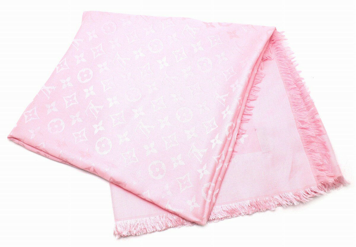 【アパレル】LOUIS VUITTON ルイ ヴィトン ショール モノグラム ピンク 大判ストール シルク ウール クリーニング済 【中古】【k】のサムネイル