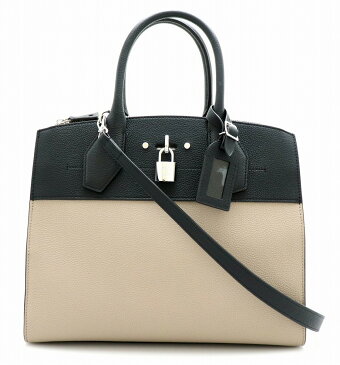 【バッグ】COACH コーチ シティ スティーマー MM ハンドバッグ 2WAY ショルダーバッグ ノワール レザー 鍵 ベージュ ブラック 黒 M54314 【中古】【k】