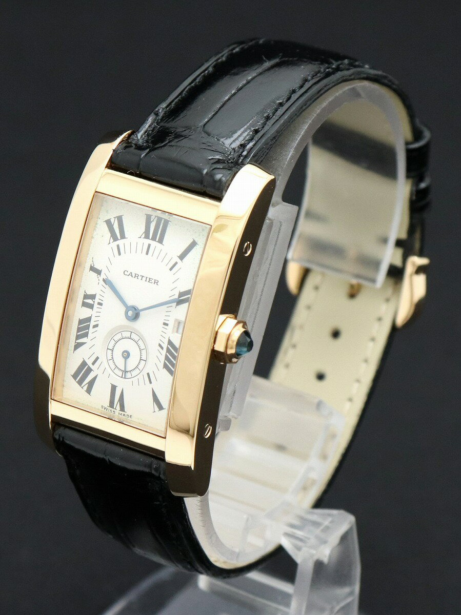 【ウォッチ】【新品仕上げ済】 Cartier カルティエ タンクアメリカンMM K18YG 750YG イエローゴールド スモールセコンド メンズ クォーツ 腕時計 【中古】【k】