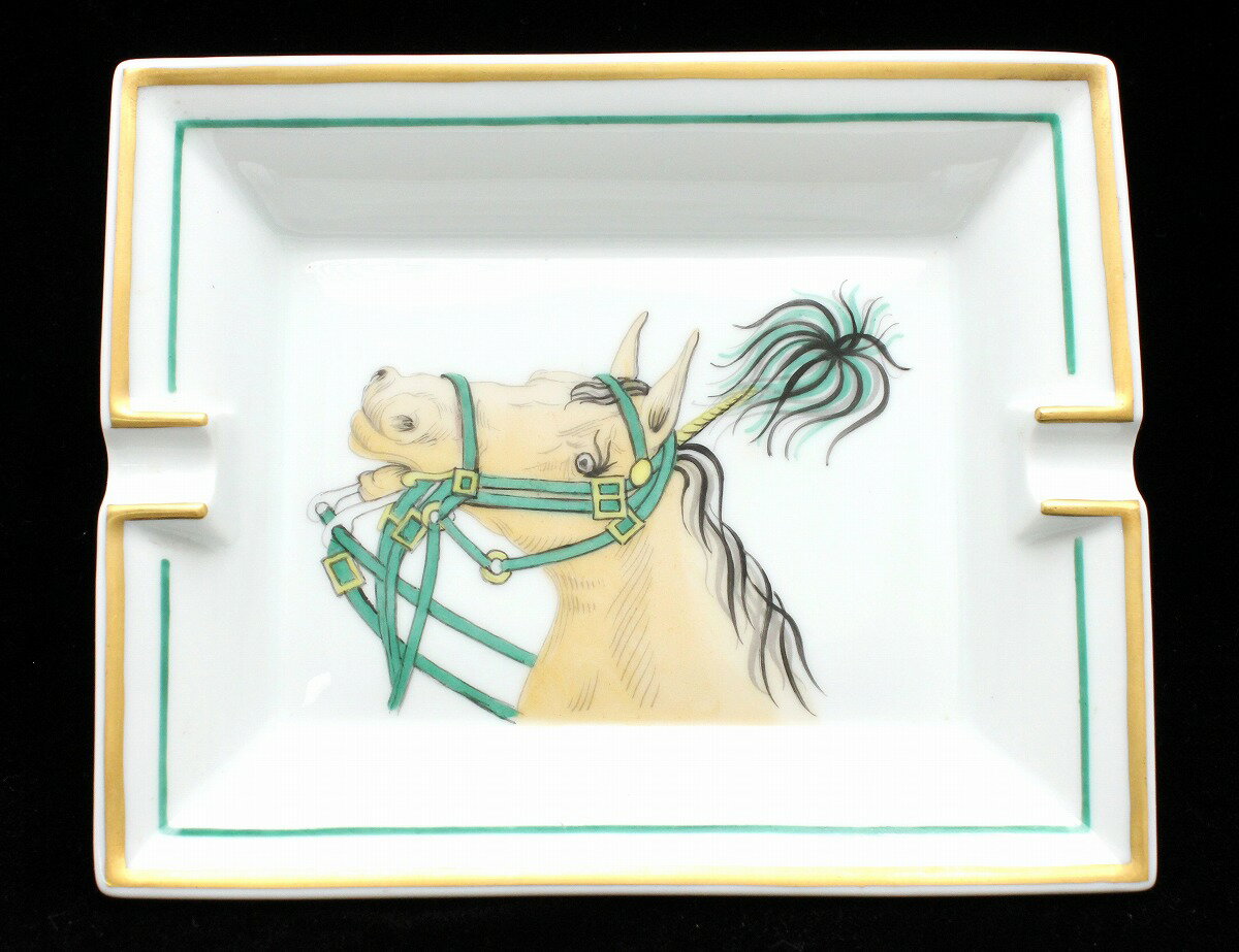 HERMES エルメス アッシュトレイ 灰皿 馬柄 ホースモチーフ ポーセリン リモージュ焼き 【中古】【k】