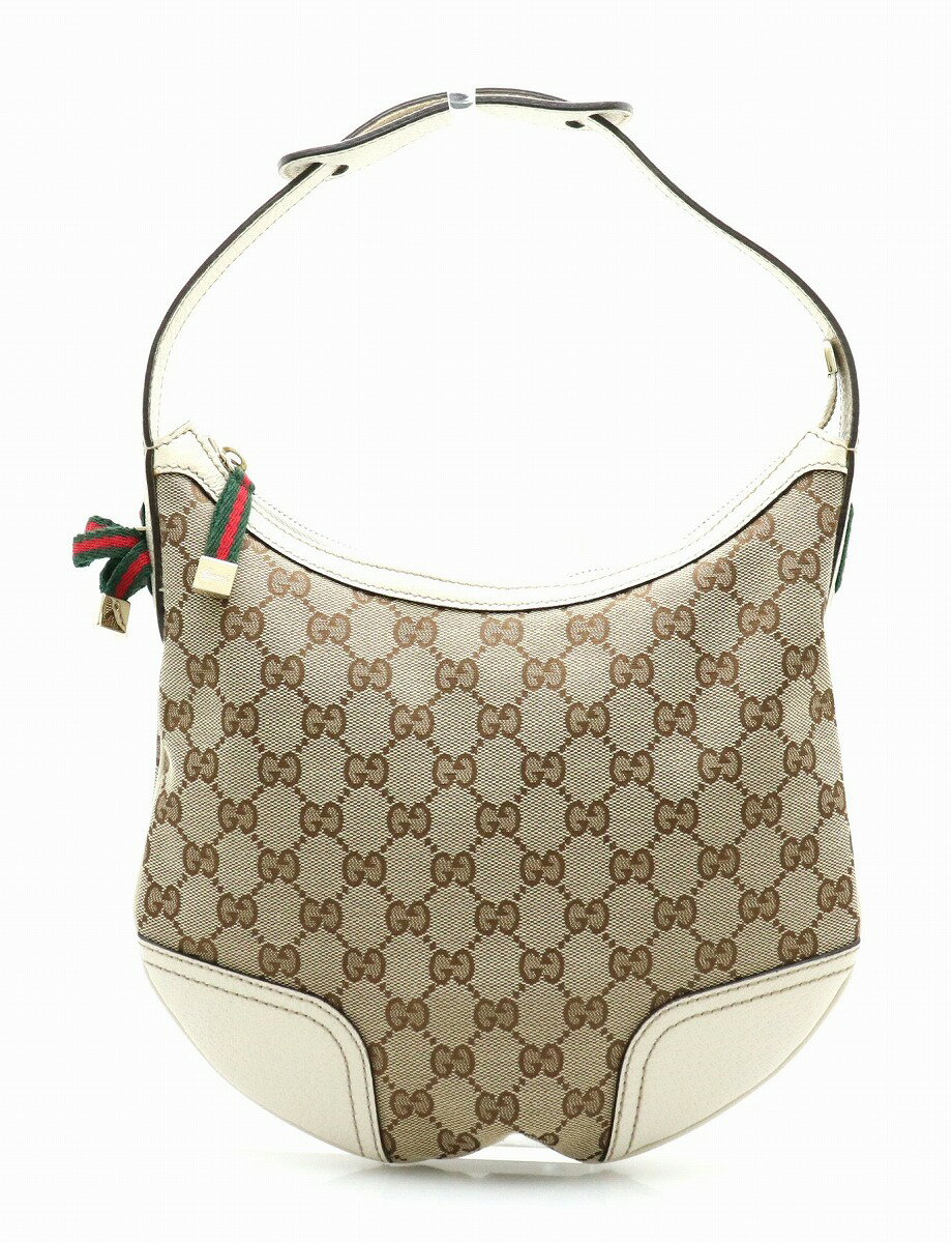 【バッグ】GUCCI グッチ プリンシー GGキャンバス ショルダーバッグ セミショルダー ハンドバッグ レザー カーキベージュ 白 アイボリー 162895 002404 【中古】【k】