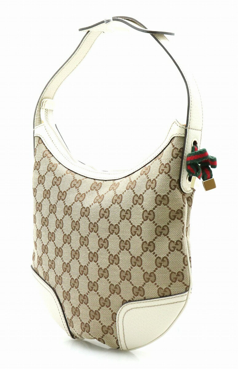 【バッグ】GUCCI グッチ プリンシー GGキャンバス ショルダーバッグ セミショルダー ハンドバッグ レザー カーキベージュ 白 アイボリー 162895 002404 【中古】【k】