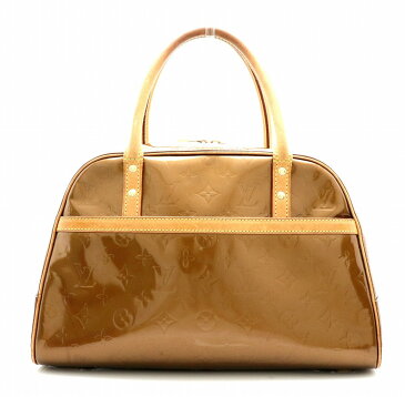 【バッグ】LOUIS VUITTON ルイ ヴィトン モノグラムヴェルニ トンプキンス スクエア ハンドバッグ ミニボストンバッグ エナメルカーフ ブロンズ M91103 【中古】【k】