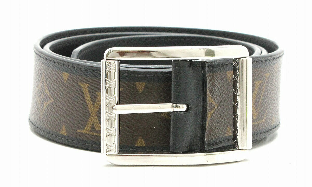 LOUIS VUITTON ルイ ヴィトン マカサーサンチュール リヴェルソ ベルト リバーシブル #85/34 シルバー金具 ブラック 黒 M9007V 【中古】【k】