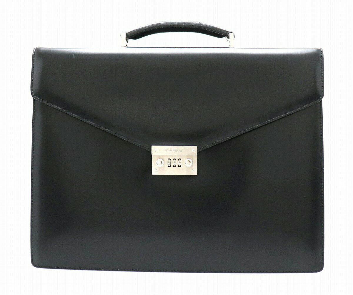 【バッグ】Salvatore Ferragamo サルヴァトーレ フェラガモ ビジネスバッグ ブリーフケース 書類バッグ ダイヤルロック レザー 黒 ブラック EP24 1006 【中古】【k】