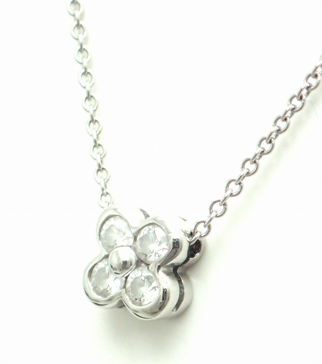 【ジュエリー】TIFFANY&Co. ティファニー べゼルセット フラワー ネックレス プラチナ Pt950 ダイヤモンド 4PD 【中古】【k】