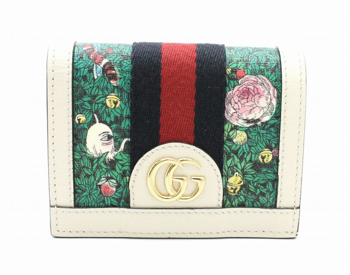 【新品未使用品】GUCCI グッチ カードケース 2つ折り財布 レザー 白 ホワイト ヒグチ ユウコ コラボ 日本限定コレクション 523155 0959【u】のサムネイル
