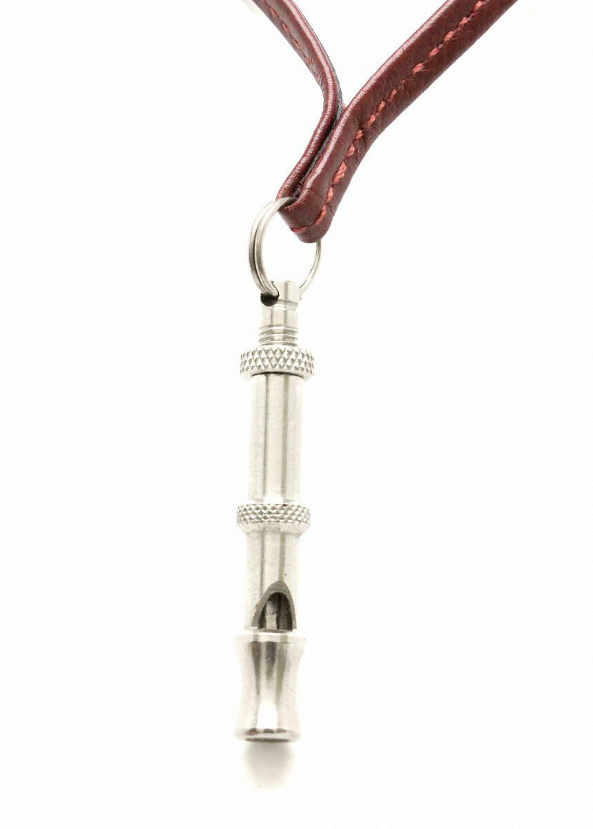 HERMES エルメス シフレ ホイッスル 笛 犬笛 ネックレス レザー ワインレッド シルバー金具 【中古】【u】のサムネイル