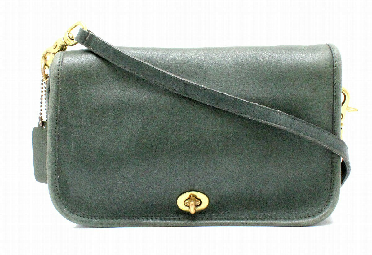 【バッグ】COACH コーチ ショルダーバッグ 斜め掛けショルダー レザー グリーン 緑 0377-007 【中古】【k】のサムネイル