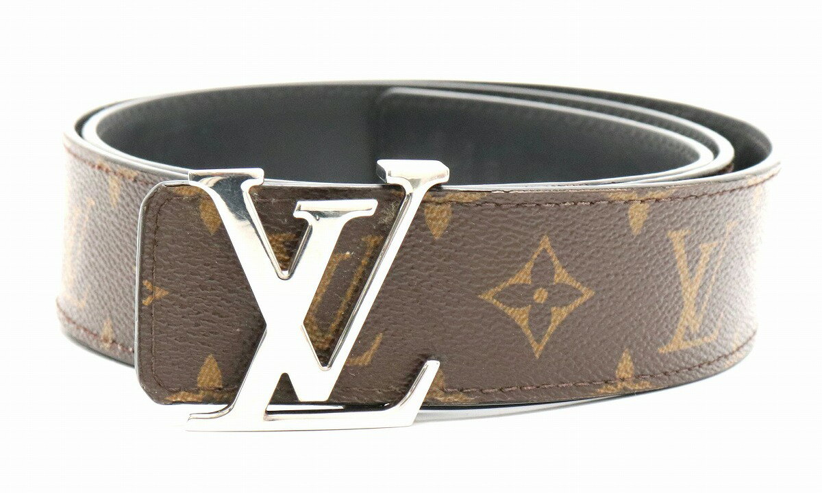 LOUIS VUITTON ルイ ヴィトン モノグラム サンチュール LV イニシアル ベルト シルバー金具 40MM #100/40 M9821S 【中古】【k】