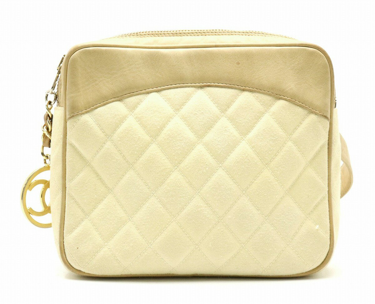 【バッグ】CHANEL シャネル マトラッセ ココマーク ウエストポーチ ウエストバッグ ヒップバッグ キャンバス レザー ベージュ ゴールド金具 【中古】【k】