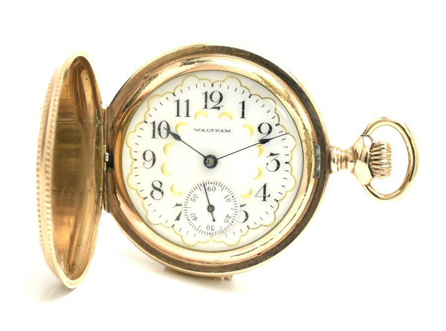 【ウォッチ】WALTHAM ウォルサム 1907年 懐中時計 14K 彫刻 手巻 アンティークウォッチ 1907 【中古】【u】