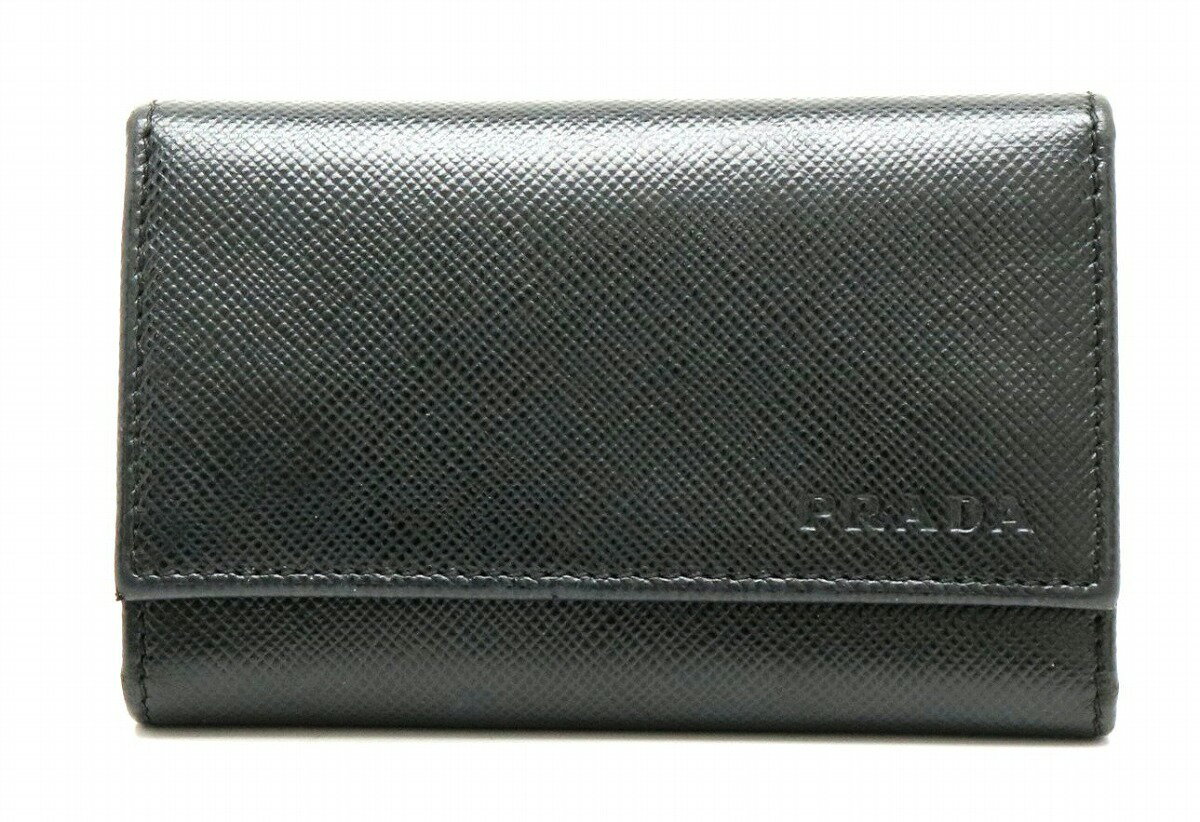 PRADA プラダ 6連キーケース キーケース SAFFIANO 型押し レザー NERO ブラック 黒 【中古】【k】