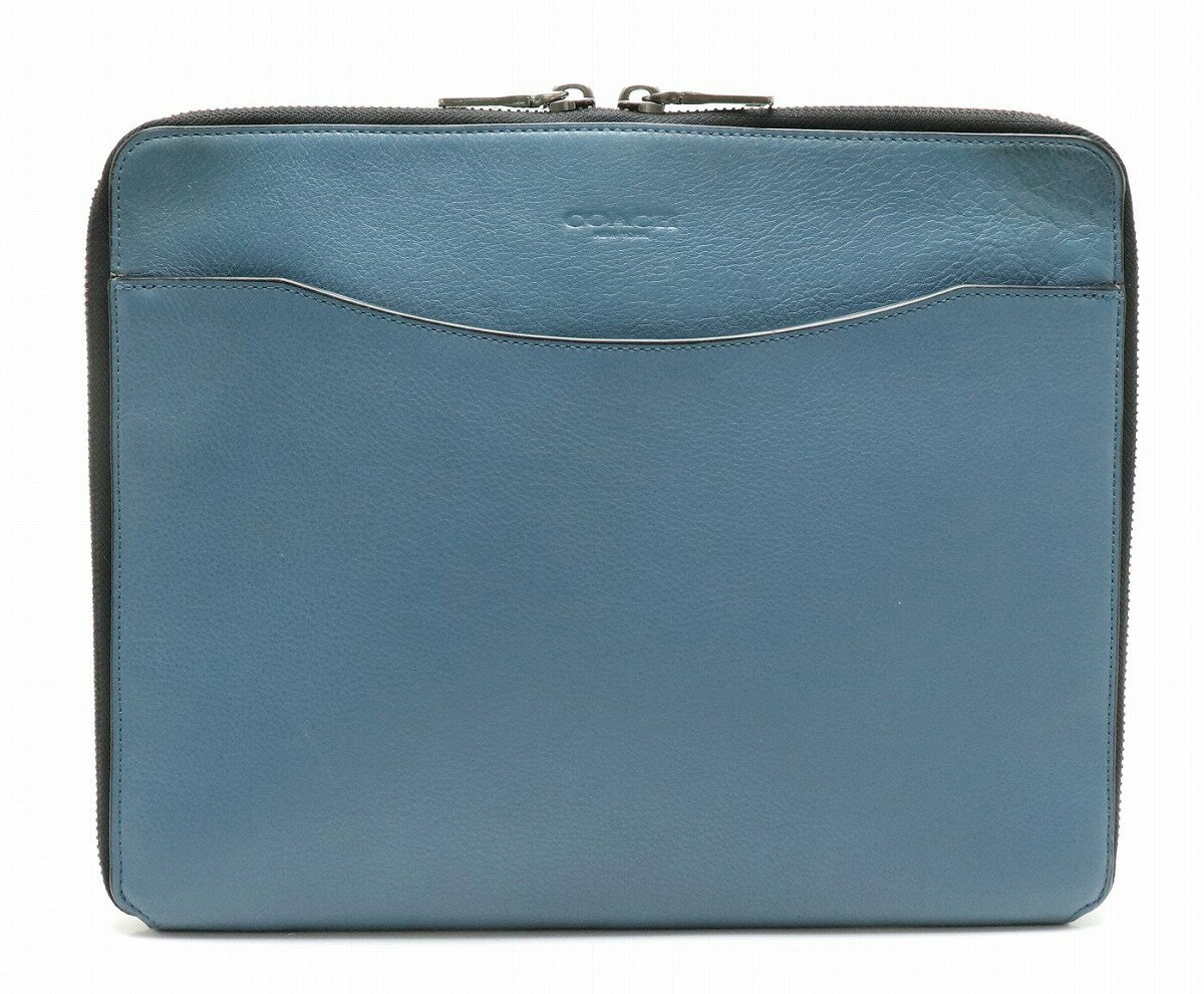 【バッグ】COACH コーチ PCケース タブレットケース マルチケース レザー スモーキーブルー F63398 【中古】【s】