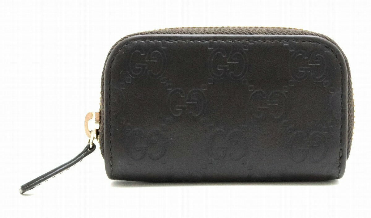 【財布】GUCCI グッチ グッチシマ GG柄 ラウンドファスナー コインケース 小銭入れ コインパース レザー ダークブラウン アウトレット品 324801 【中古】【k】