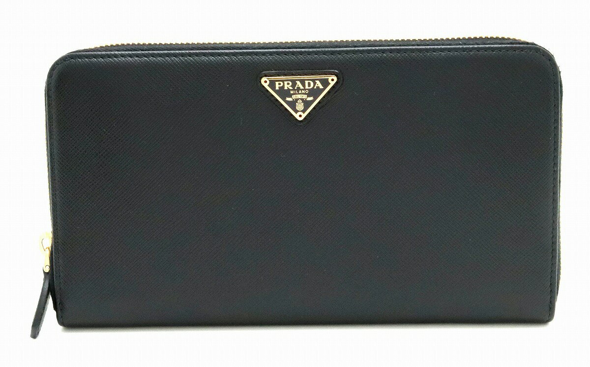 【財布】PRADA プラダ ラウンドファスナー 長財布 トラベルケース オーガナイザー SAFFIANO 型押しレザー NERO ブラック 黒 ゴールド金具 1M1188 【中古】【s】