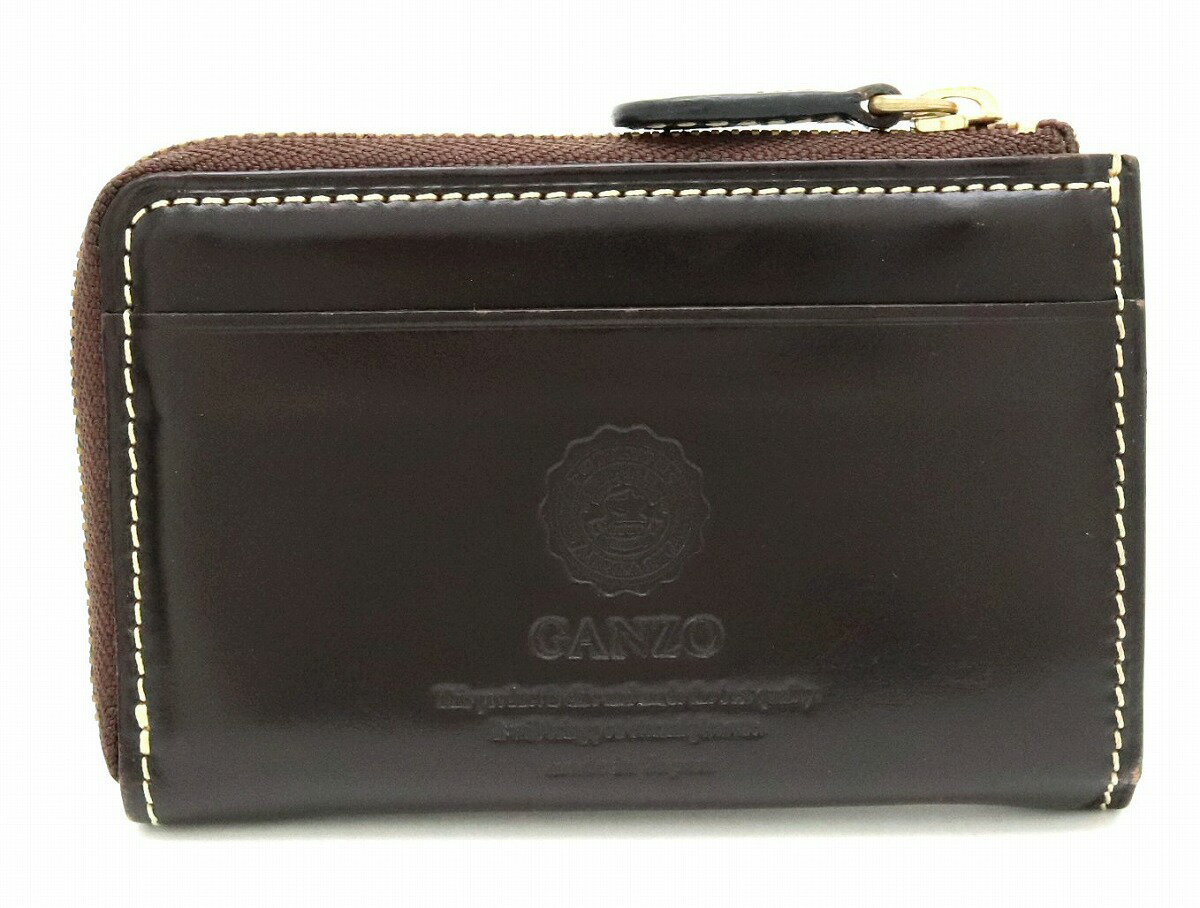 GANZO ガンゾ コインケース 小銭入れ コインパース L字ファスナー ブライドルレザー ダークブラウン 【中古】【s】