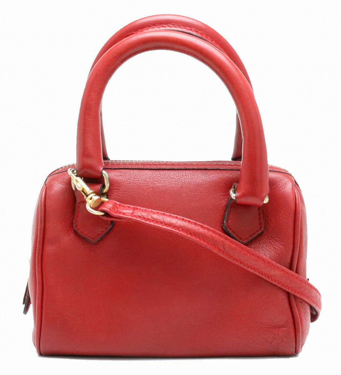 【バッグ】CELINE セリーヌ ミニハンドバッグ ミニボストンバッグ ショルダーバッグ ショルダーポシェット レザー レッド 赤 【中古】