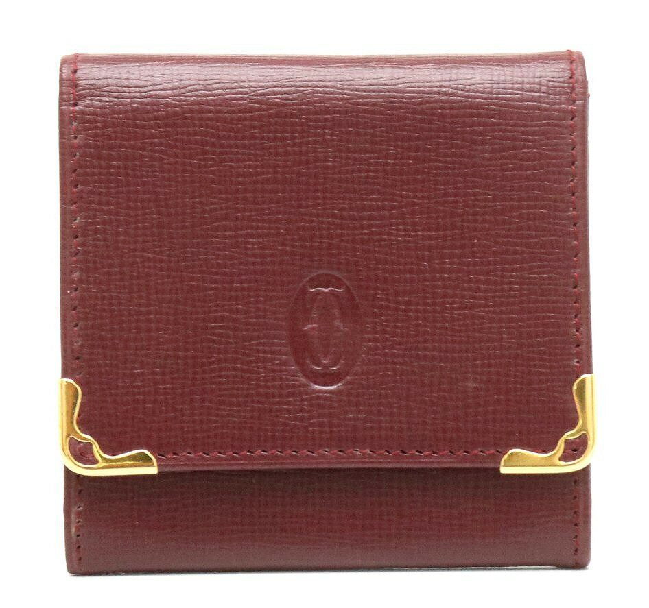 【未使用品】【財布】Cartier カルティエ マストライン マスト ドゥ カルティエ スクエア コインケース 小銭入れ レザー カーフ ボルドー キャセイパシフィック航空限定 L3000158 【中古】