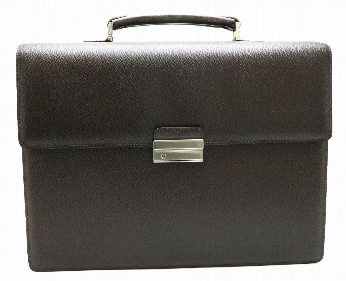 【新品未使用品】【バッグ】LE TANNEUR ルタヌア ハンドバッグ ビジネスバッグ ブリーフケース 書類かばん レザー ダークブラウン 茶 シルバー金具