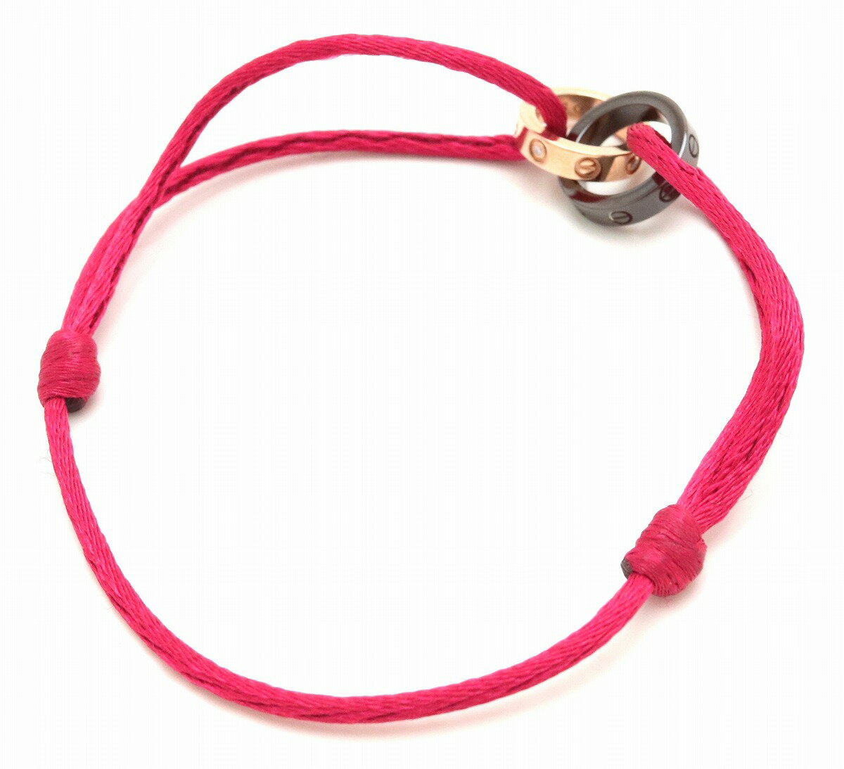 【ジュエリー】Cartier カルティエ ミニラブ コットン ブレスレット K18 PG ピンクゴールド セラミック ダイヤモンド 4PD ピンクパープル B6040100 【中古】