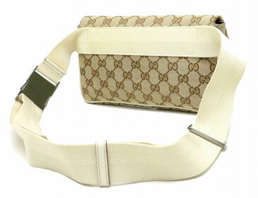 【バッグ】GUCCI グッチ GGキャンバス ボディバッグ ウエストポーチ ウエストバッグ ベージュ 146304 【中古】