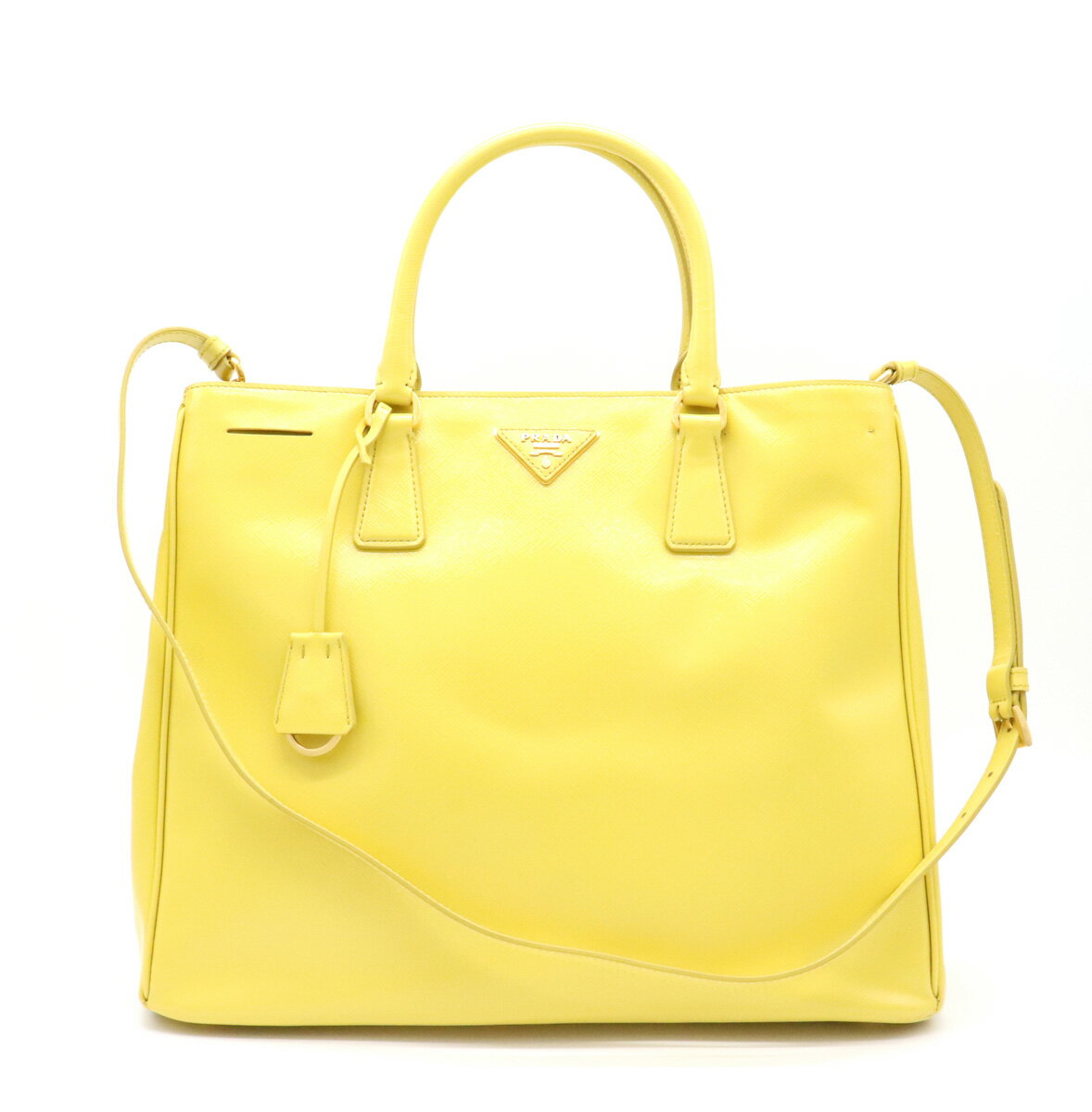 【バッグ】PRADA プラダ トートバッグ ショルダーバッグ ショルダートート 2WAY レザー ANANAS イエロー 黄 BN2406 【中古】